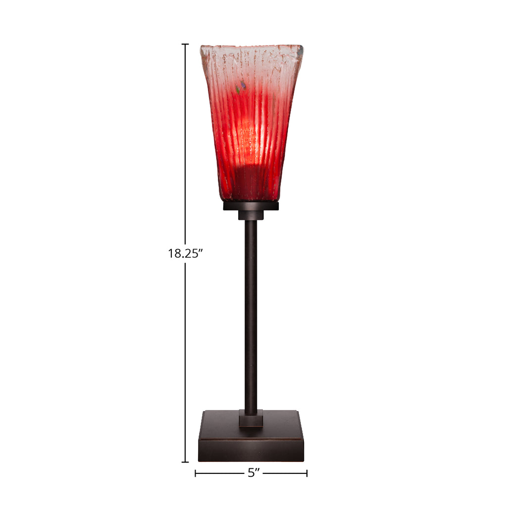 Luna One Light Table Lamp in Dark Granite with 5" Square Raspberry Crystal Shade