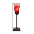 Luna One Light Table Lamp in Dark Granite with 5" Square Raspberry Crystal Shade
