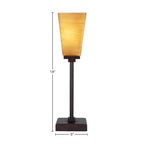 Luna One Light Table Lamp in Dark Granite with 5" Square Cayenne Linen Shade