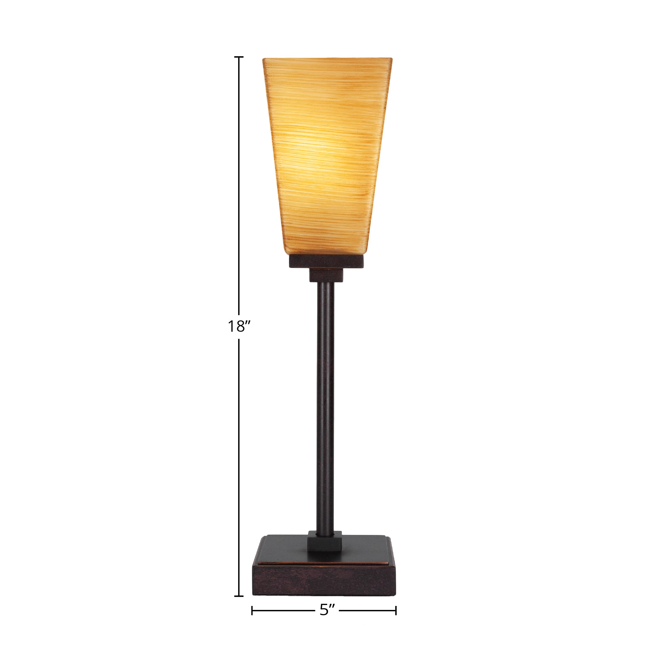 Luna One Light Table Lamp in Dark Granite with 5" Square Cayenne Linen Shade