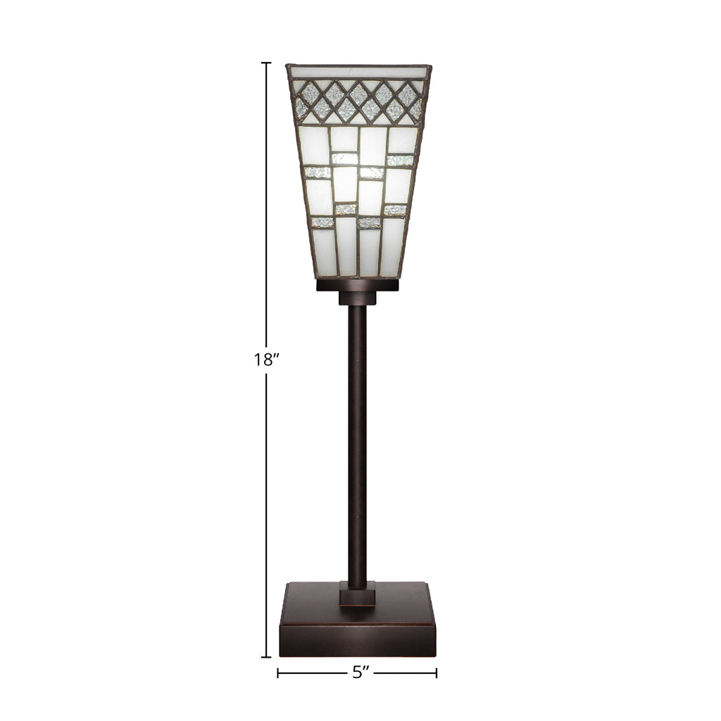 Luna One Light Table Lamp in Dark Granite with 5" Square Pewter Art Glass Shade