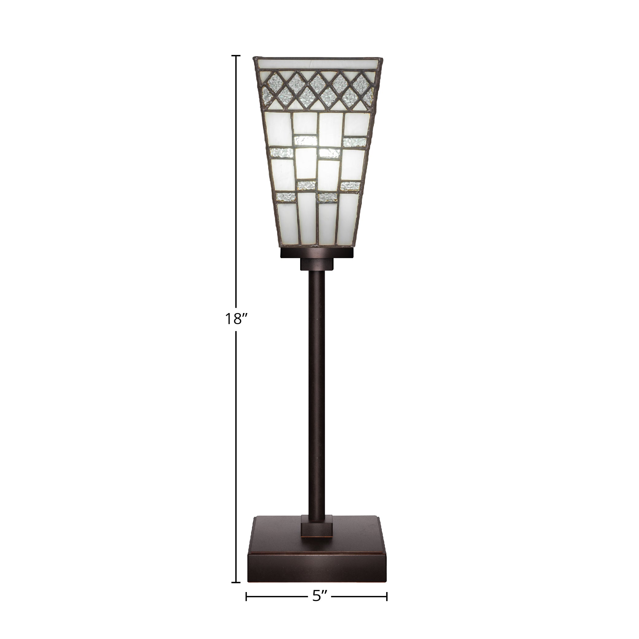 Luna One Light Table Lamp in Dark Granite with 5" Square Pewter Art Glass Shade