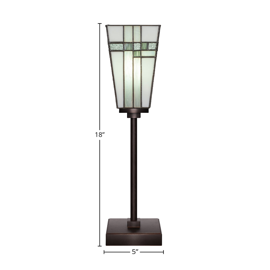 Luna One Light Table Lamp in Dark Granite with 5" Square New Deco Art Glass Shade