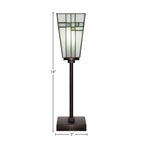 Luna One Light Table Lamp in Dark Granite with 5" Square New Deco Art Glass Shade