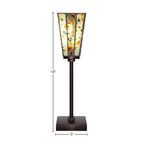 Luna One Light Table Lamp in Dark Granite with 5" Square Fiesta Art Glass Shade