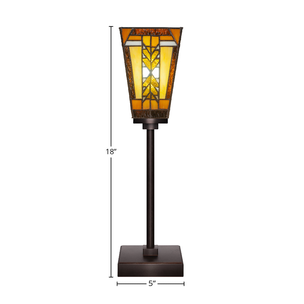 Luna One Light Table Lamp in Dark Granite with 5" Square Santa Cruz Art Glass Shade