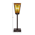 Luna One Light Table Lamp in Dark Granite with 5" Square Santa Cruz Art Glass Shade