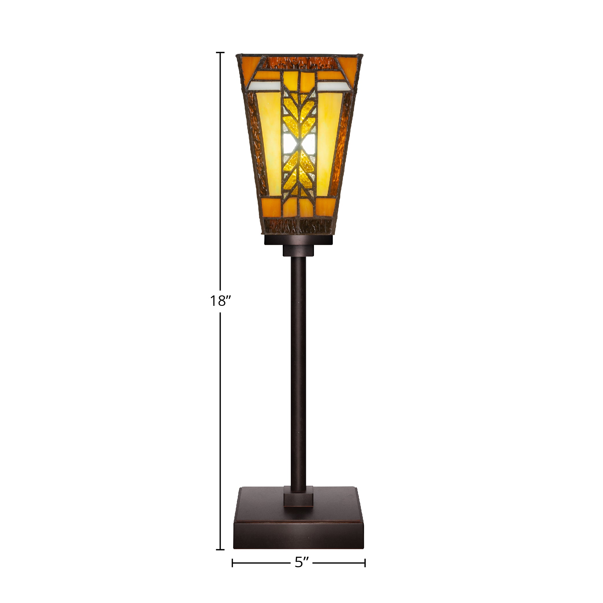 Luna One Light Table Lamp in Dark Granite with 5" Square Santa Cruz Art Glass Shade