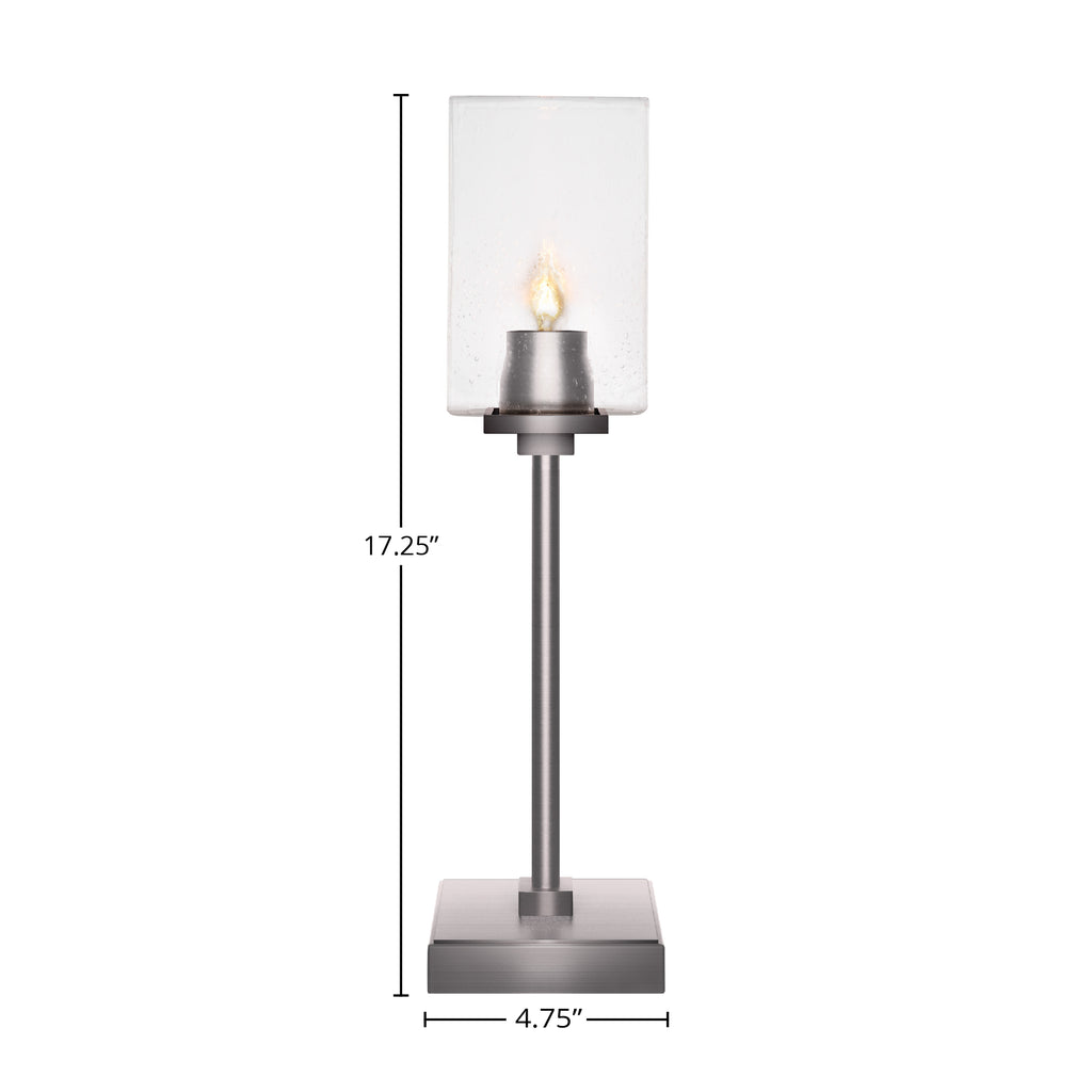Luna One Light Table Lamp in Graphite with 4" Square Clear Bubble Shade