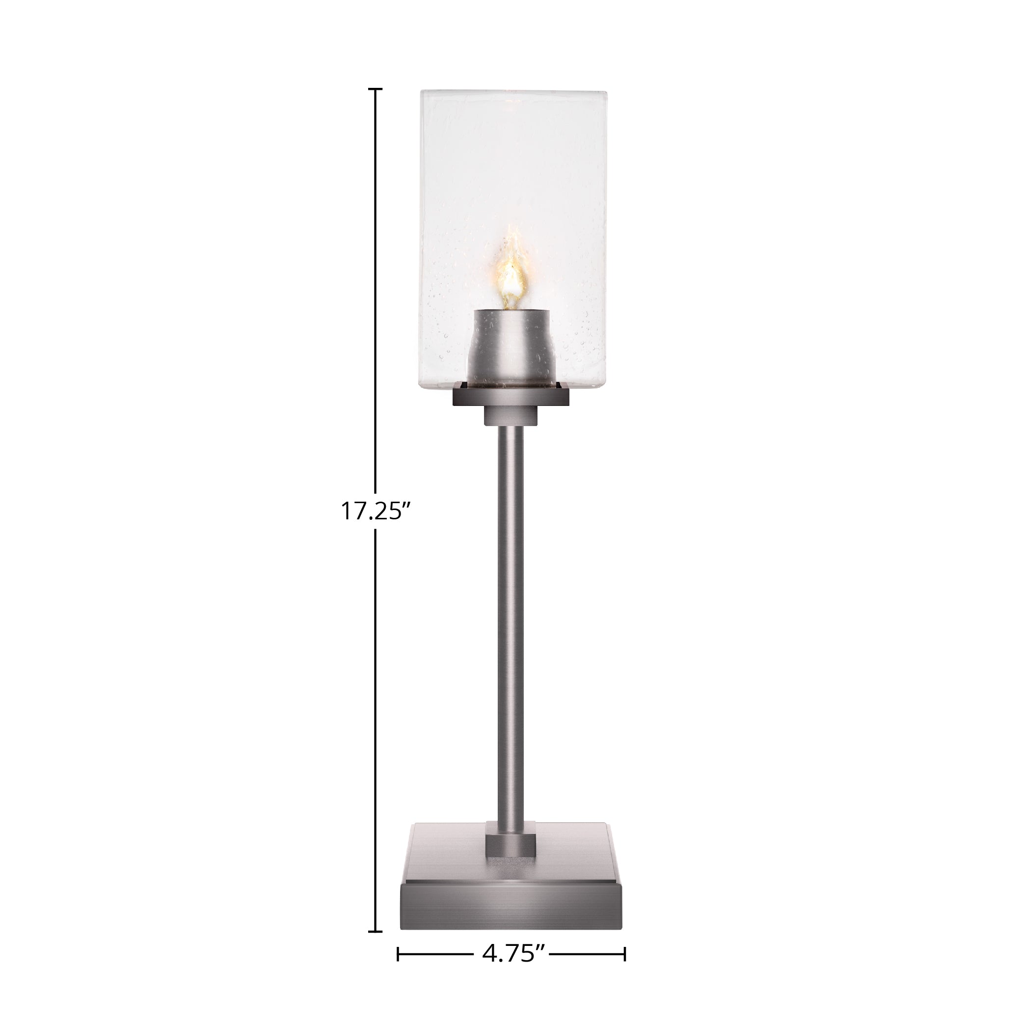 Luna One Light Table Lamp in Graphite with 4" Square Clear Bubble Shade