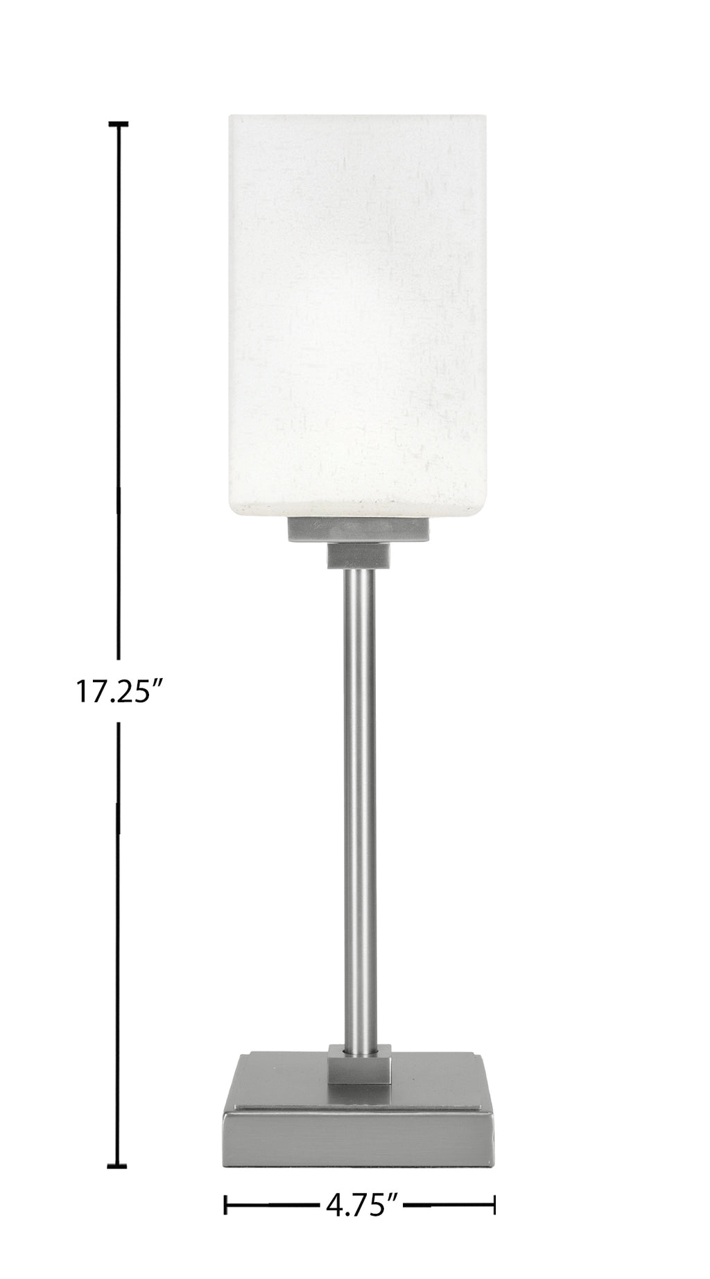 Luna One Light Table Lamp in Graphite with 4" Square White Muslin Shade