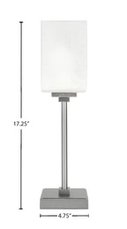 Luna One Light Table Lamp in Graphite with 4" Square White Muslin Shade