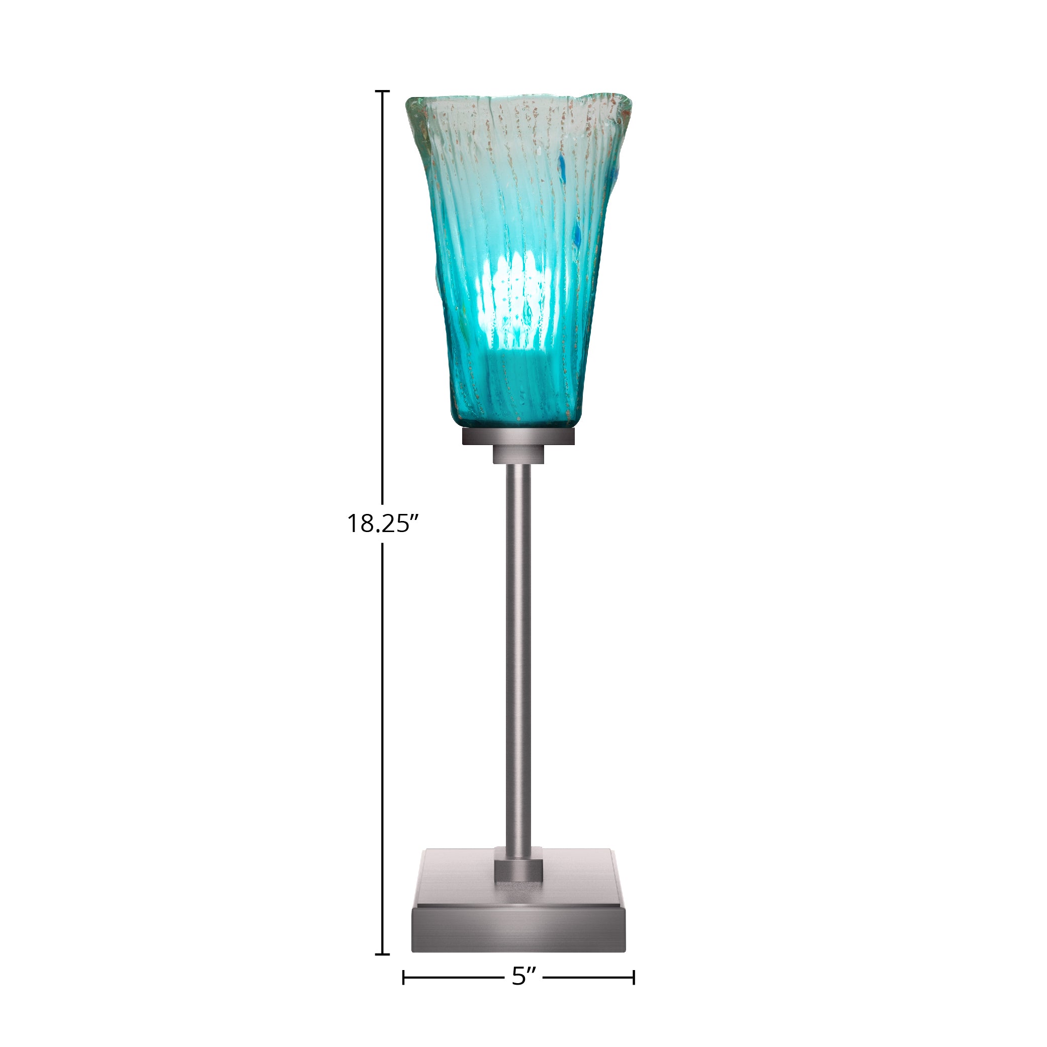 Luna One Light Table Lamp in Graphite with 5" Square Teal Crystal Shade