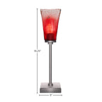 Luna One Light Table Lamp in Graphite with 5" Square Raspberry Crystal Shade