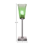 Luna One Light Table Lamp in Graphite with 5" Square Kiwi Green Crystal Shade