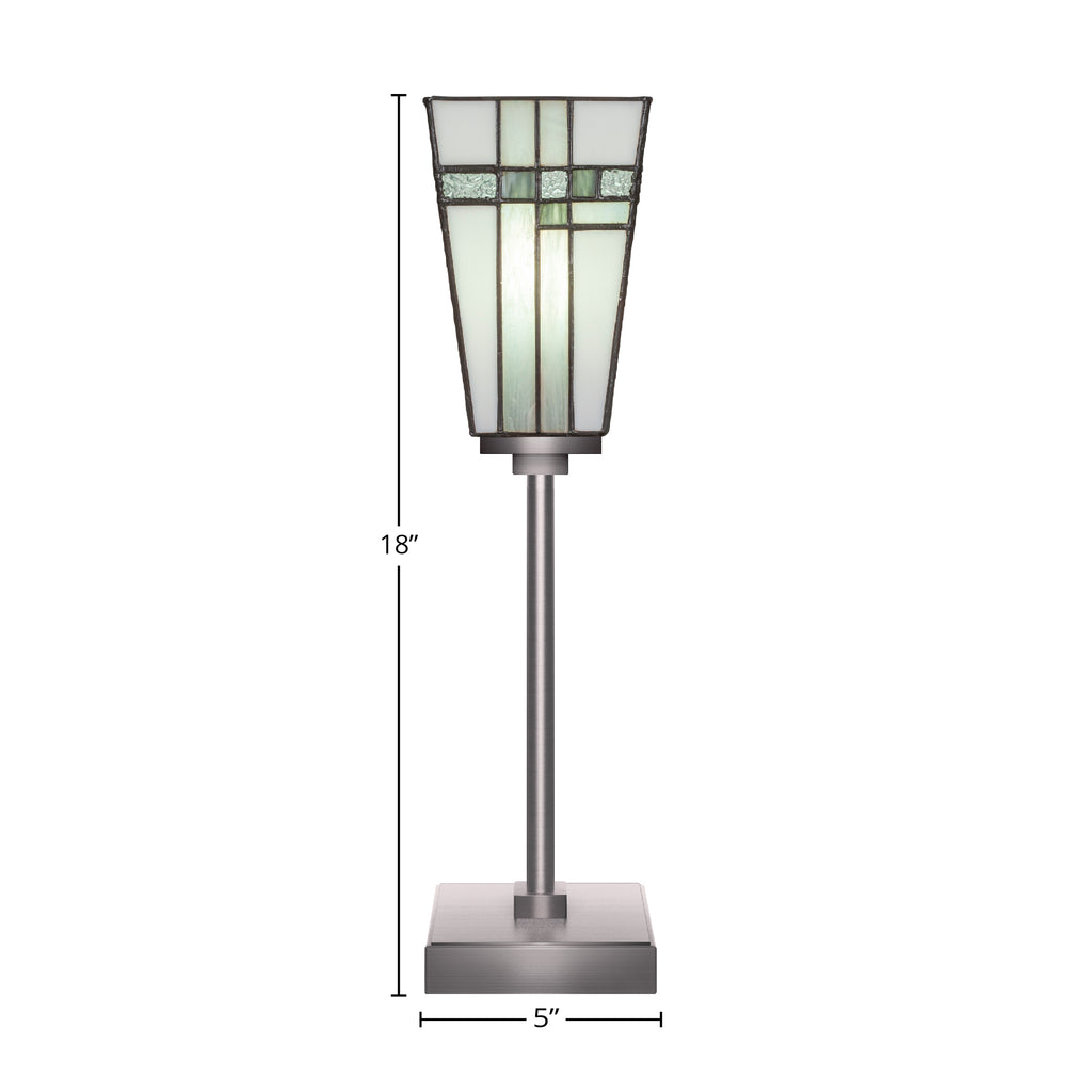 Luna One Light Table Lamp in Graphite with 5" Square New Deco Art Glass Shade