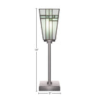 Luna One Light Table Lamp in Graphite with 5" Square New Deco Art Glass Shade