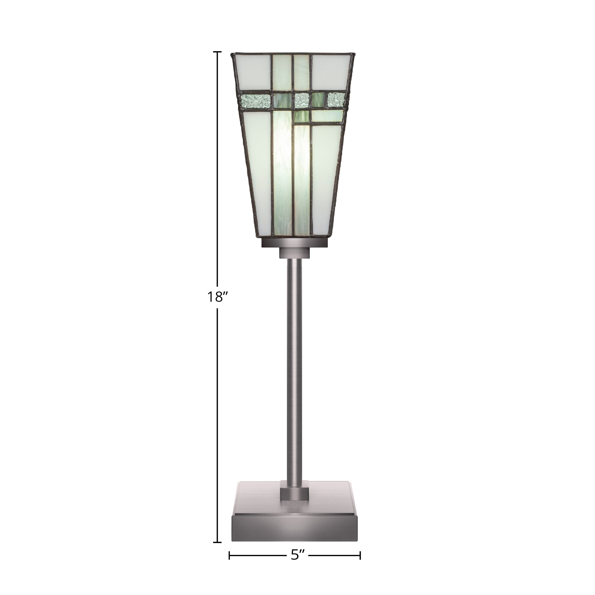 Luna One Light Table Lamp in Graphite with 5" Square New Deco Art Glass Shade