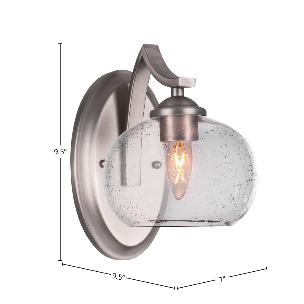 Zilo One Light Wall Sconce in Graphite with 7" Clear Bubble Shade