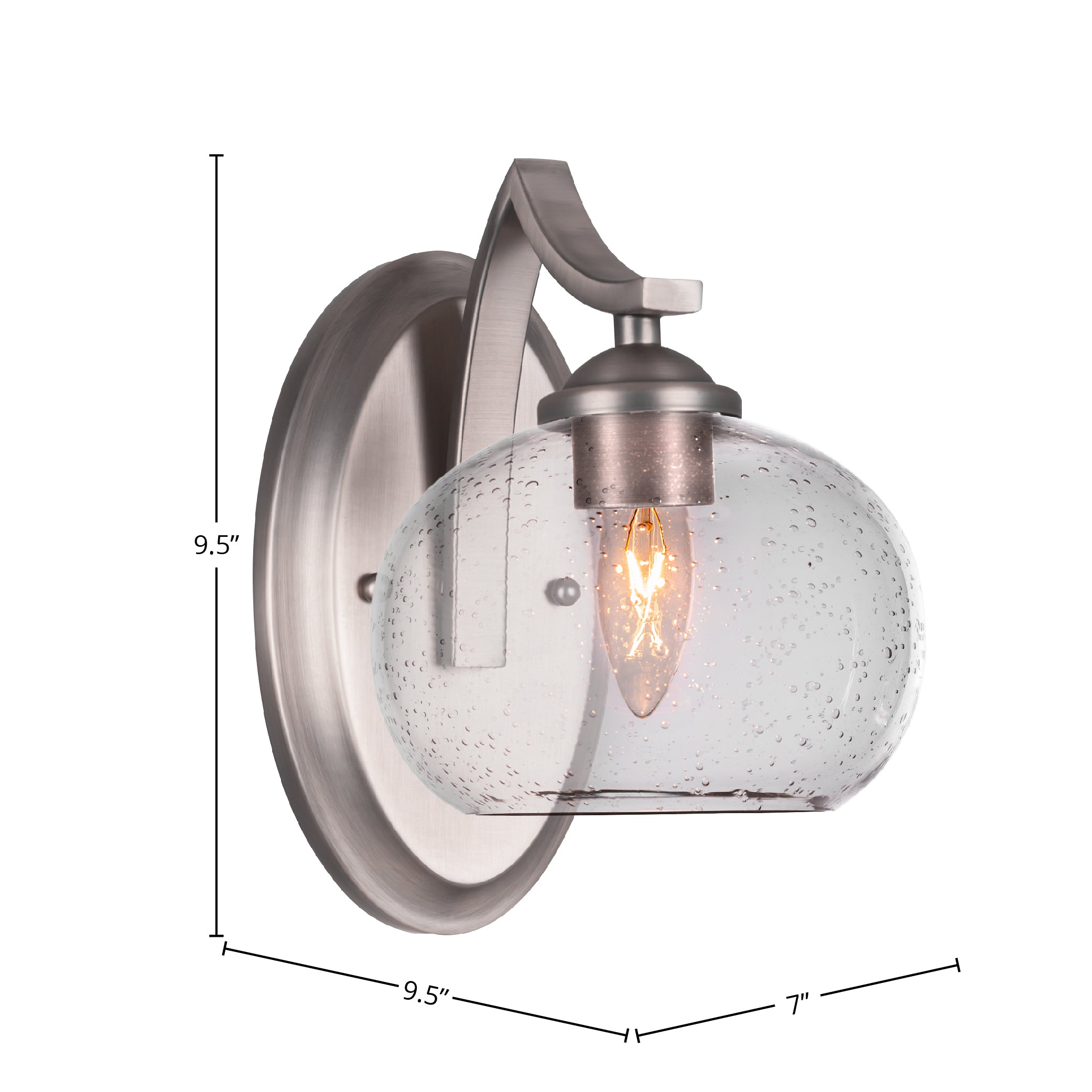 Zilo One Light Wall Sconce in Graphite with 7" Clear Bubble Shade