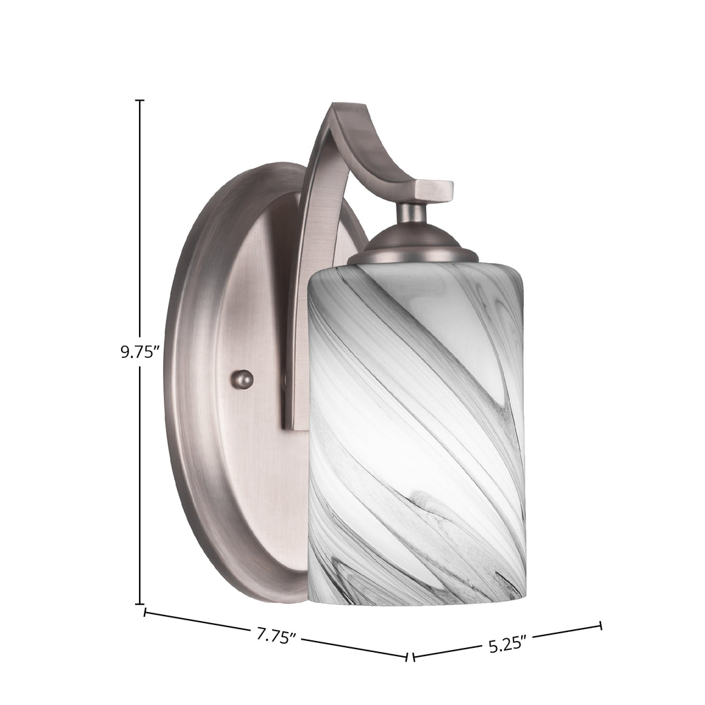 Zilo One Light Wall Sconce in Graphite with 4" Onyx Swirl Shade