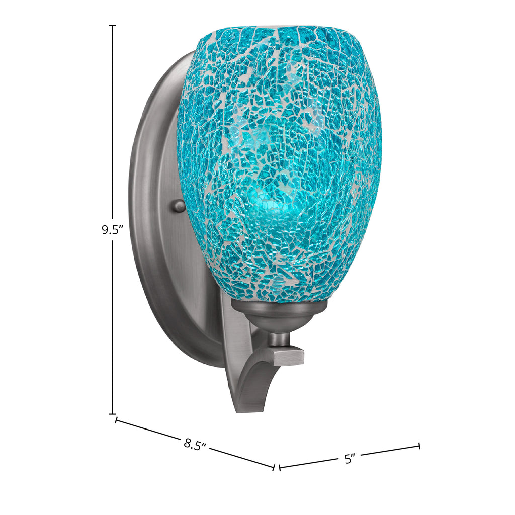 Zilo One Light Wall Sconce in Graphite with 5" Turquoise Fusion Shade
