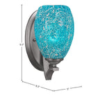 Zilo One Light Wall Sconce in Graphite with 5" Turquoise Fusion Shade