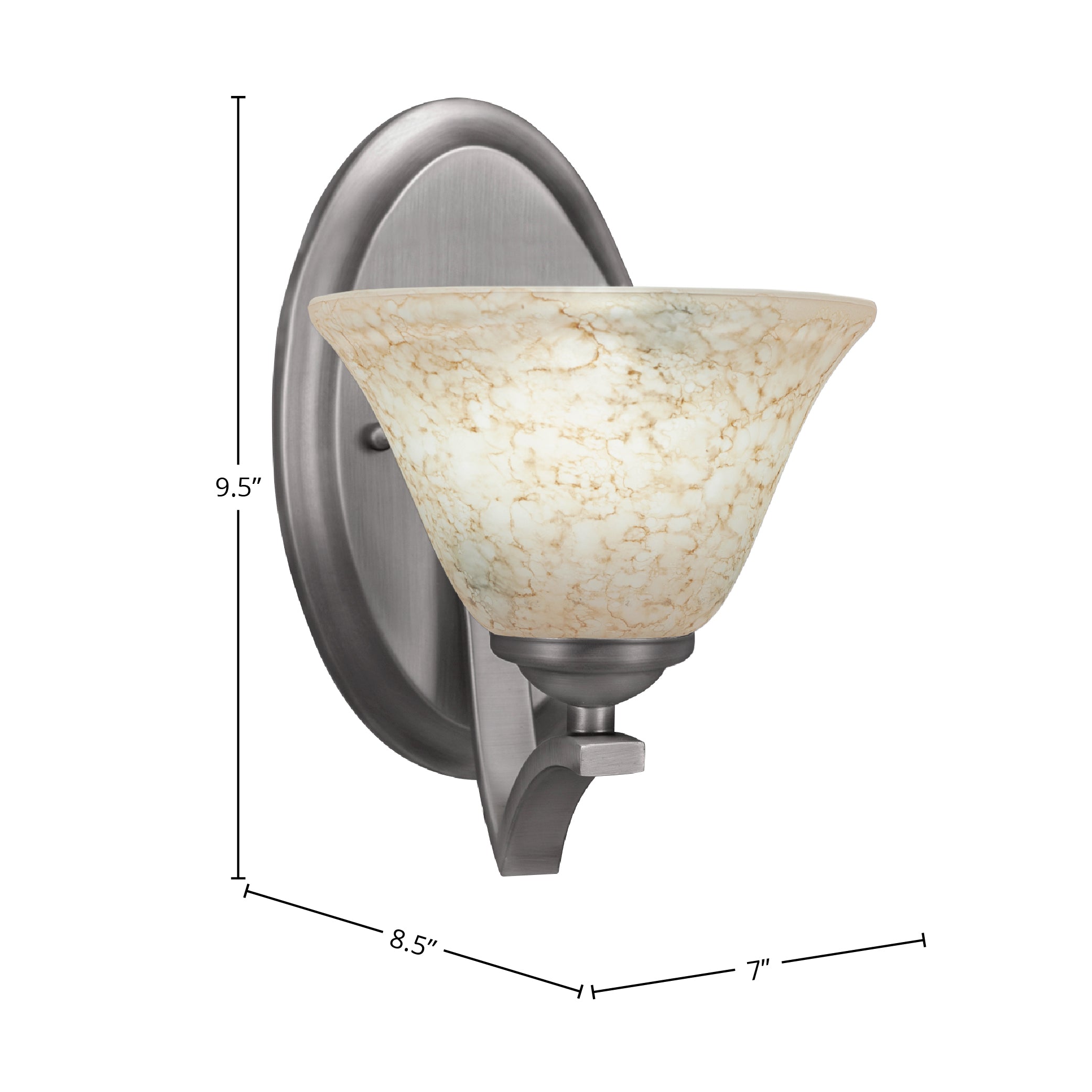 Zilo One Light Wall Sconce in Graphite with 7" Italian Marble Shade