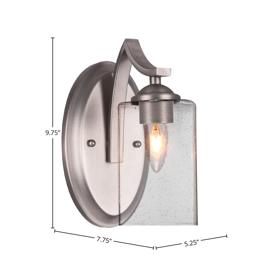 Zilo One Light Wall Sconce in Graphite with 4" Square Clear Bubble Shade