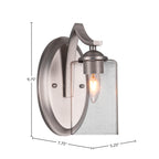 Zilo One Light Wall Sconce in Graphite with 4" Square Clear Bubble Shade