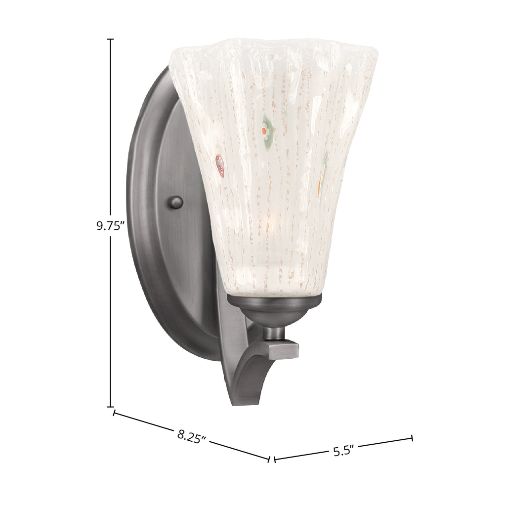 Zilo One Light Wall Sconce in Graphite with 5.5" Fluted Frosted Crystal Shade