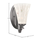 Zilo One Light Wall Sconce in Graphite with 5.5" Fluted Frosted Crystal Shade