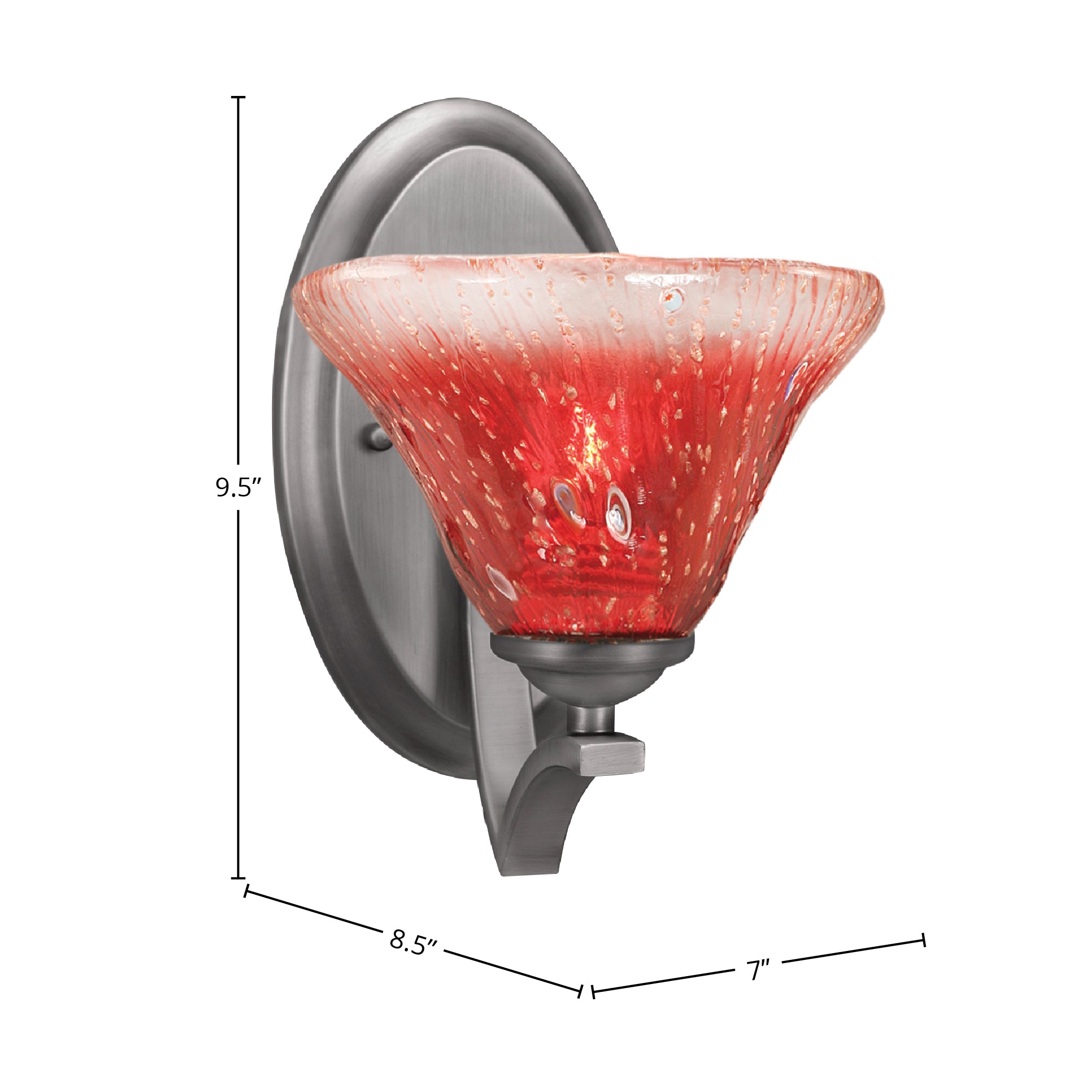 Zilo One Light Wall Sconce in Graphite with 7" Raspberry Crystal Shade