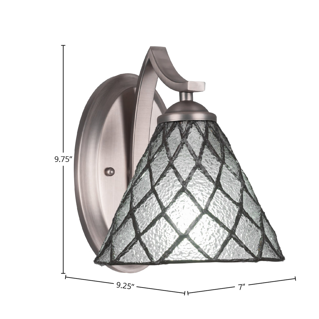 Zilo One Light Wall Sconce in Graphite with 7" Diamond Ice Art Glass Shade