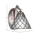 Zilo One Light Wall Sconce in Graphite with 7" Diamond Ice Art Glass Shade