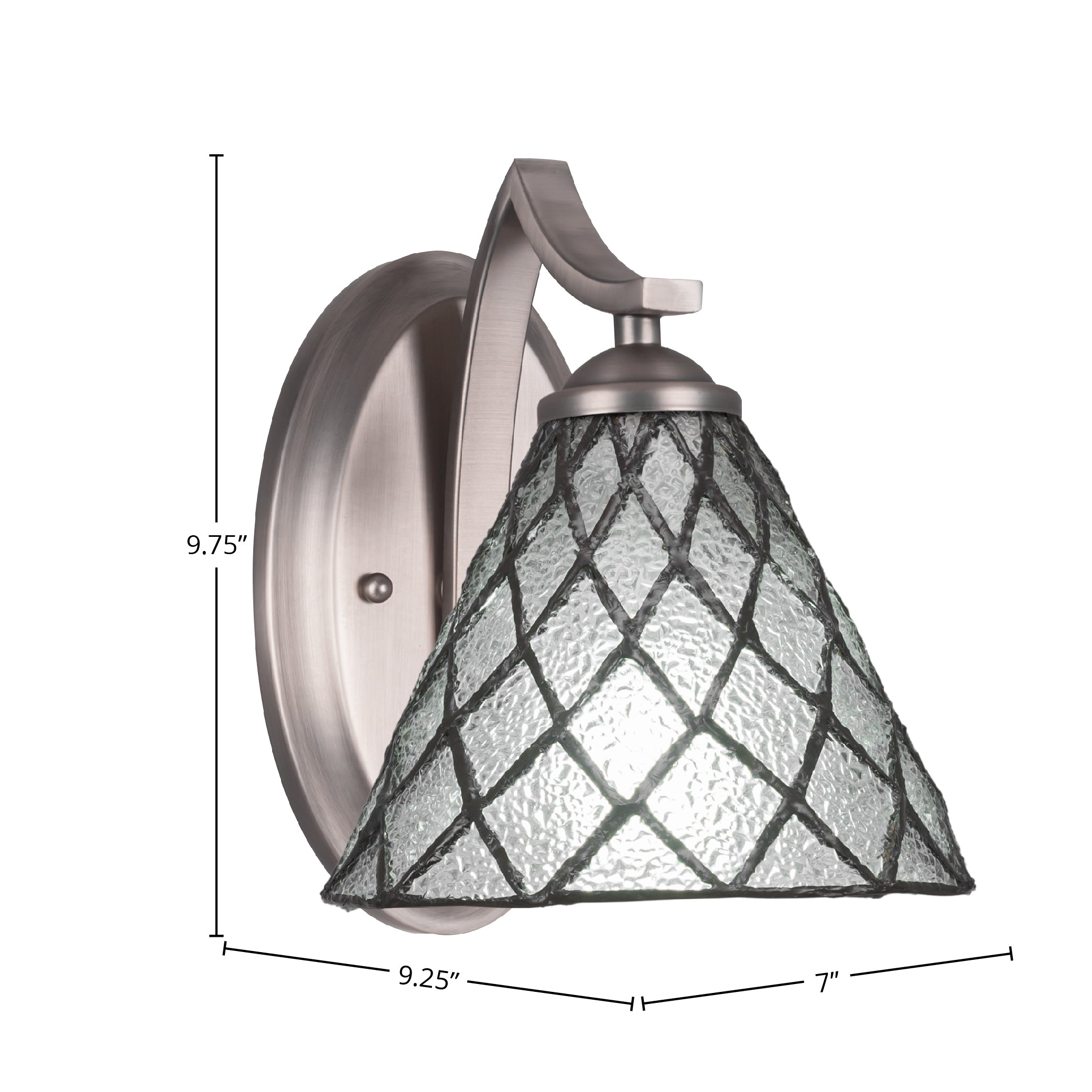 Zilo One Light Wall Sconce in Graphite with 7" Diamond Ice Art Glass Shade