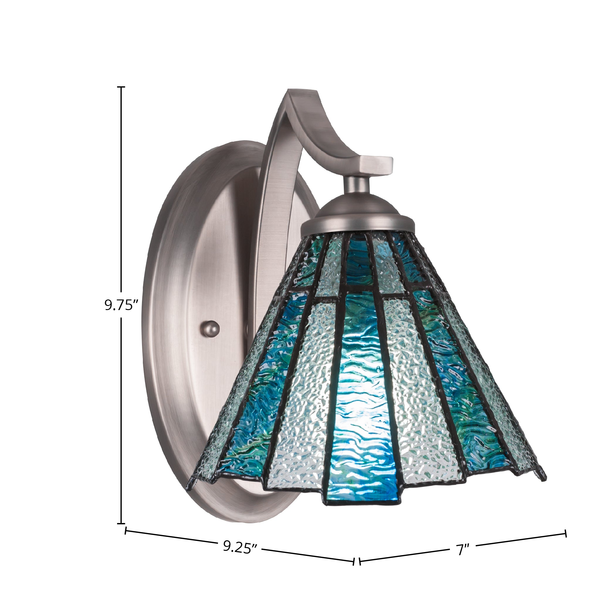 Zilo One Light Wall Sconce in Graphite with 7" Sea Ice Art Glass Shade