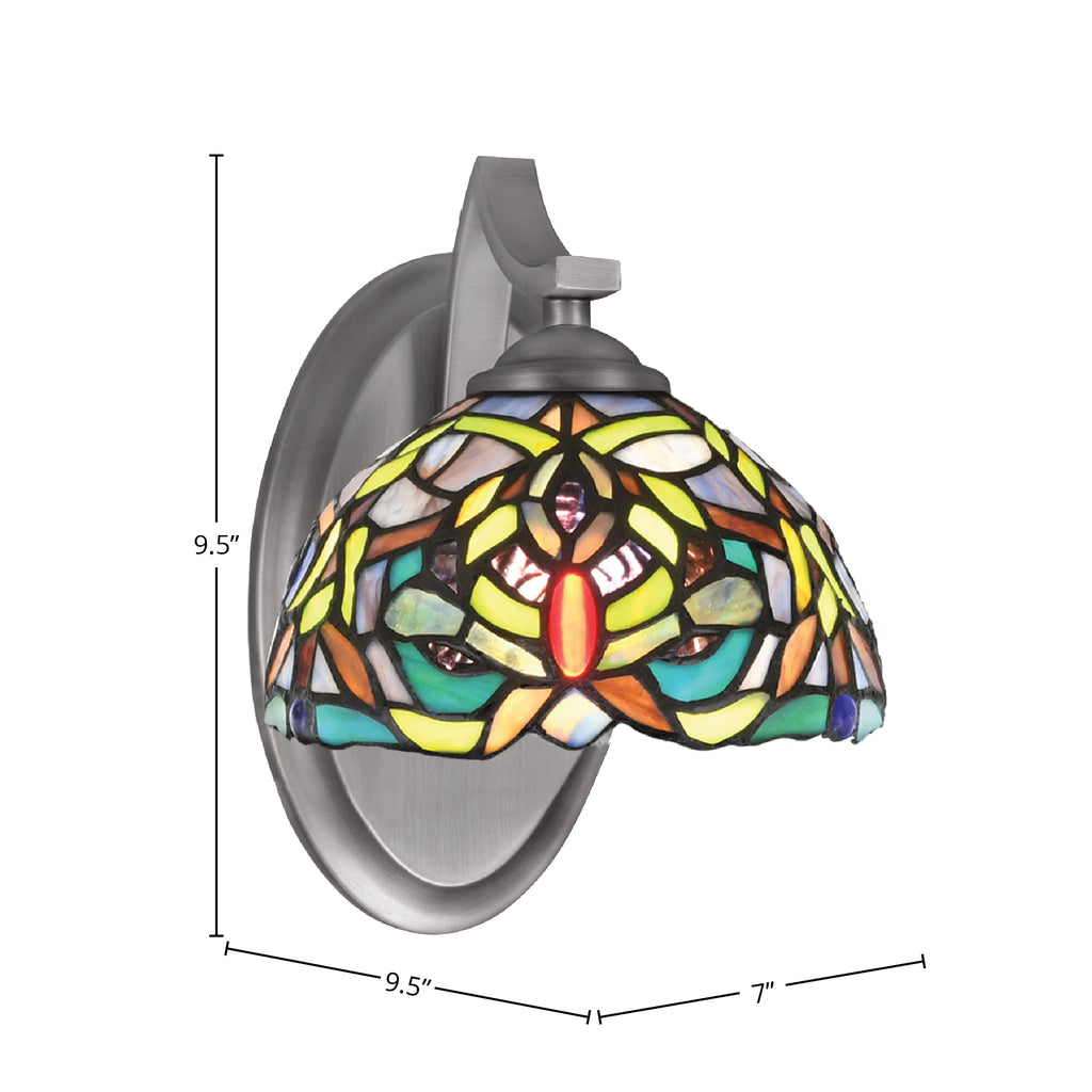 Zilo One Light Wall Sconce in Graphite with 7" Kaleidoscope Art Glass Shade