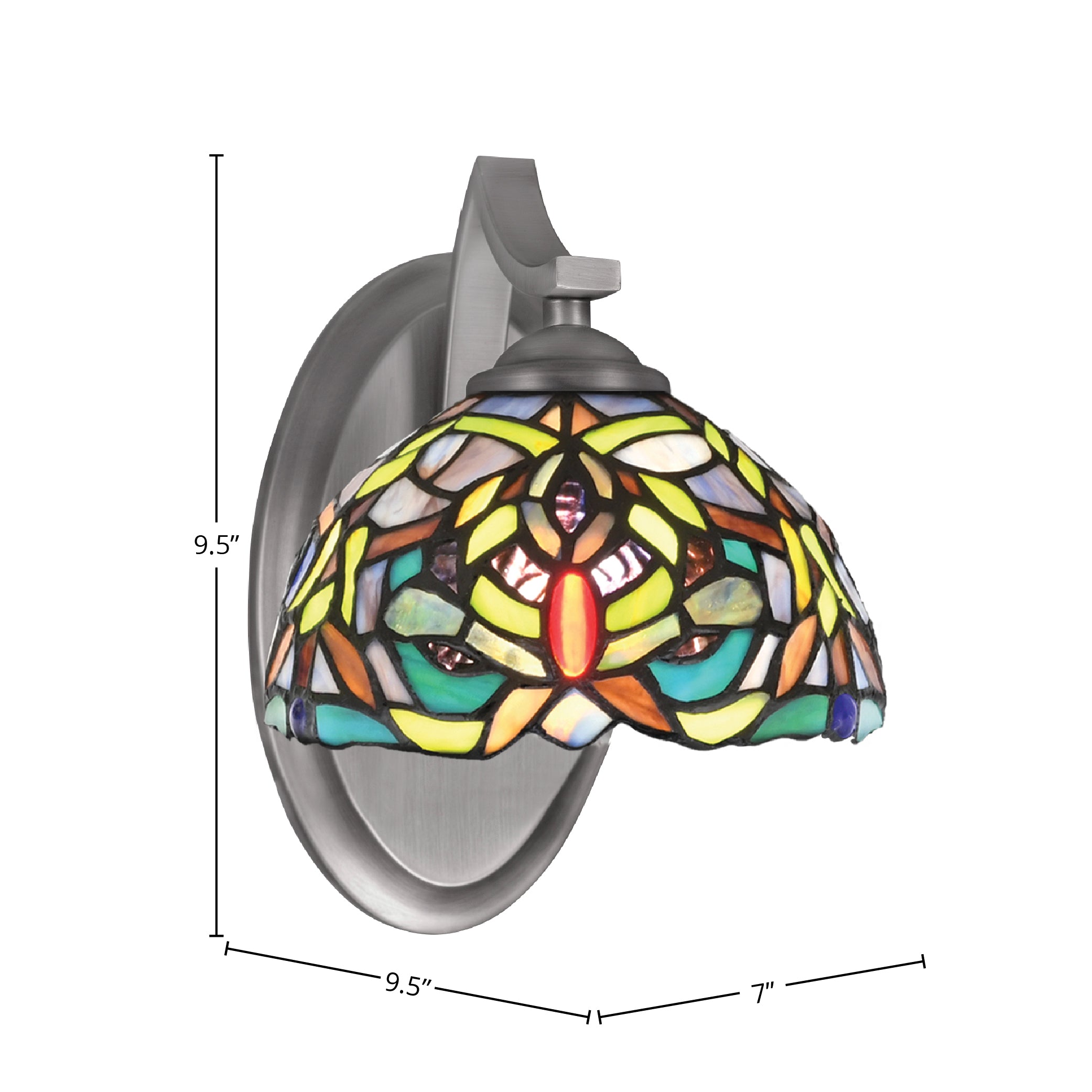 Zilo One Light Wall Sconce in Graphite with 7" Kaleidoscope Art Glass Shade