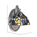 Zilo One Light Wall Sconce in Graphite with 7" Blue Mosaic Art Glass Shade