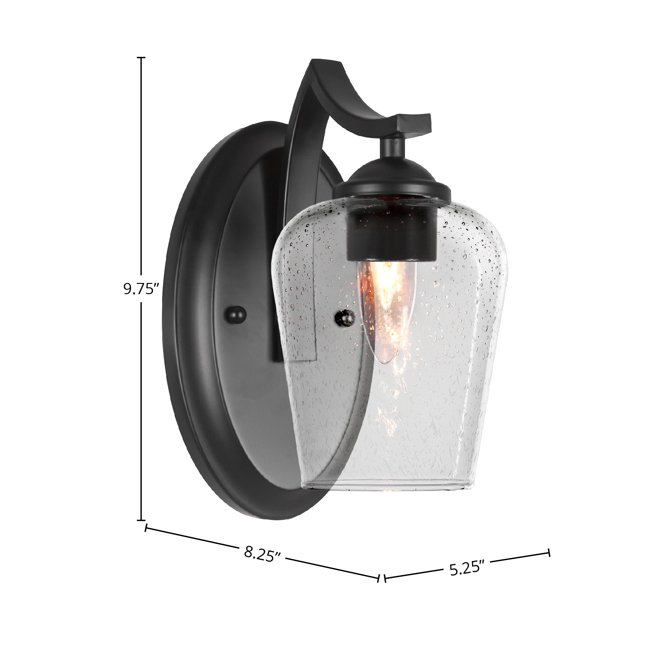 Zilo One Light Wall Sconce in Matte Black with 5" Clear Bubble Shade