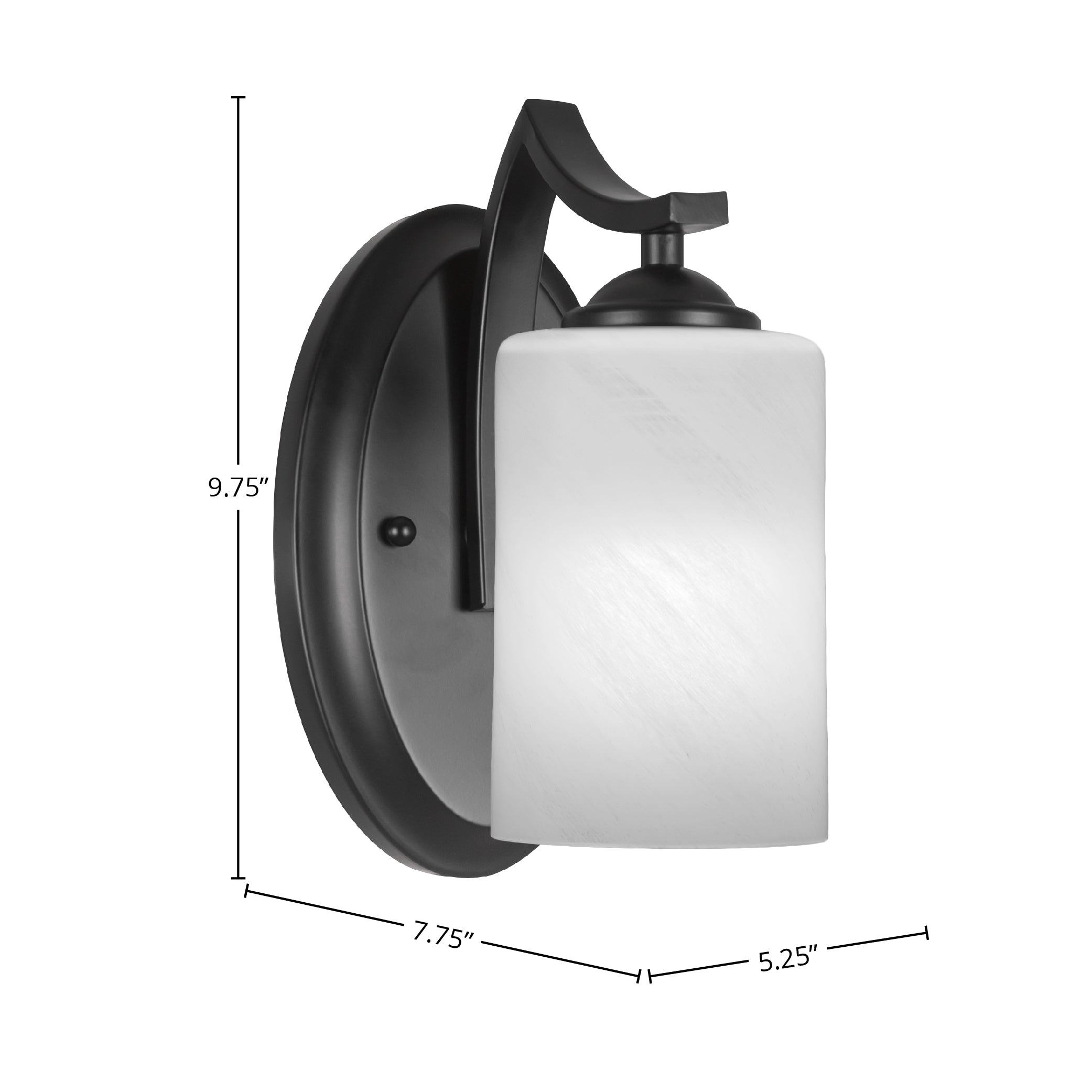 Zilo One Light Wall Sconce in Matte Black with 4" White Marble Shade