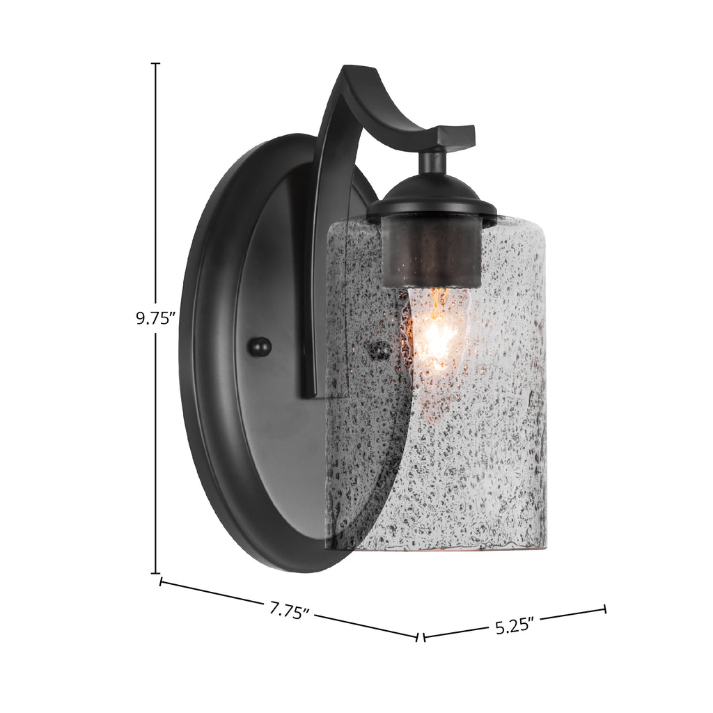 Zilo One Light Wall Sconce in Matte Black with 4" Smoke Bubble Shade
