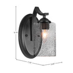Zilo One Light Wall Sconce in Matte Black with 4" Smoke Bubble Shade
