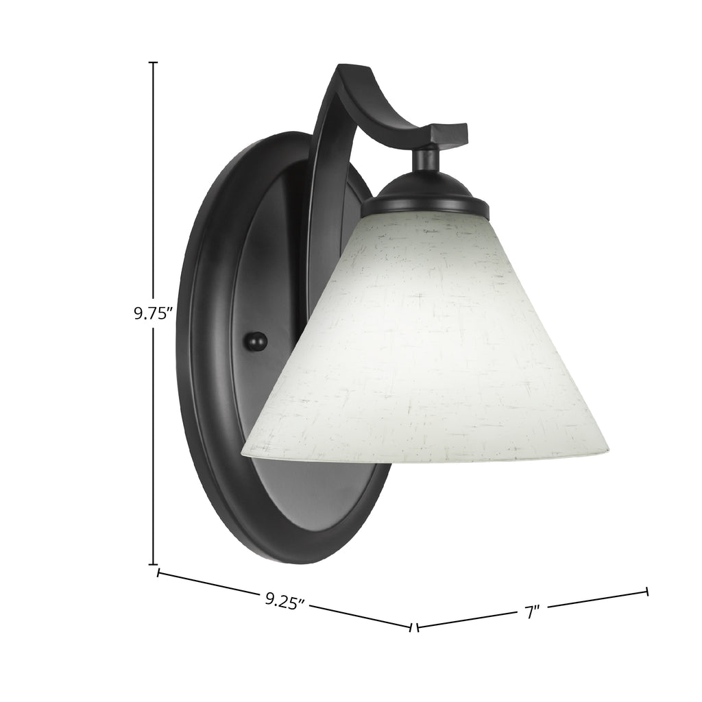 Zilo One Light Wall Sconce in Matte Black with 7" White Muslin Shade