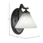 Zilo One Light Wall Sconce in Matte Black with 7" White Muslin Shade