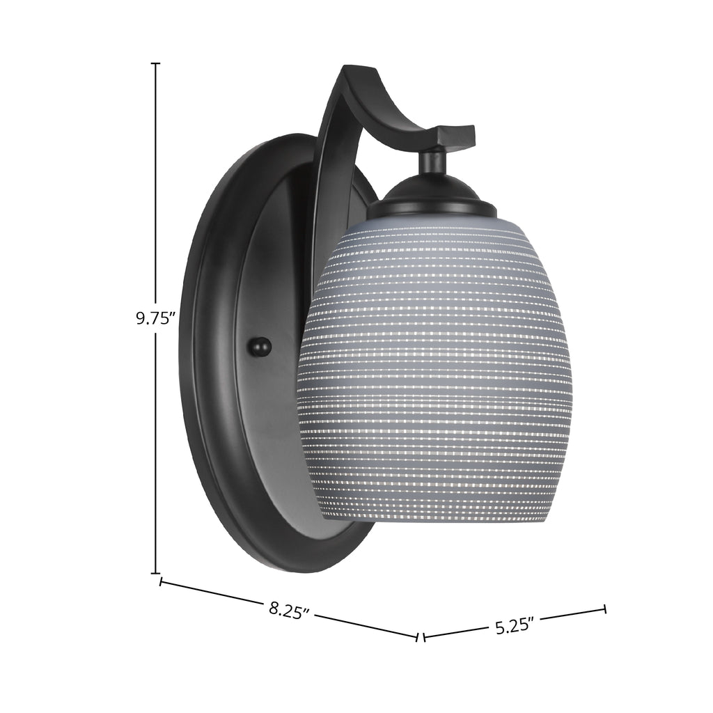 Zilo One Light Wall Sconce in Matte Black with 5" Gray Matrix Shade