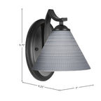 Zilo One Light Wall Sconce in Matte Black with 7" Gray Matrix Shade