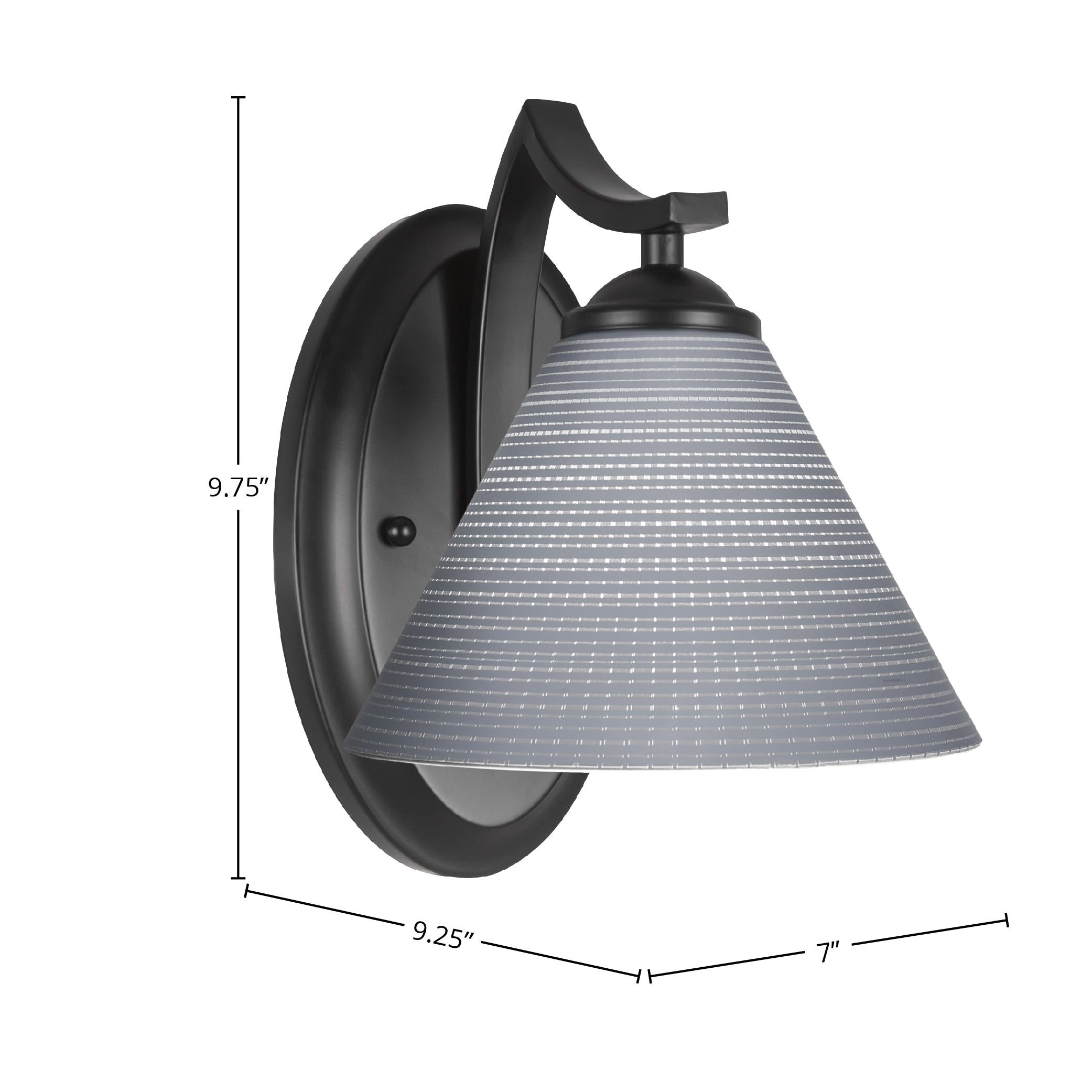 Zilo One Light Wall Sconce in Matte Black with 7" Gray Matrix Shade