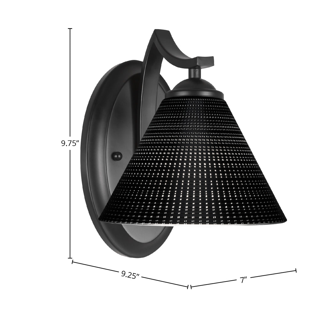 Zilo One Light Wall Sconce in Matte Black with 7" Black Matrix Shade